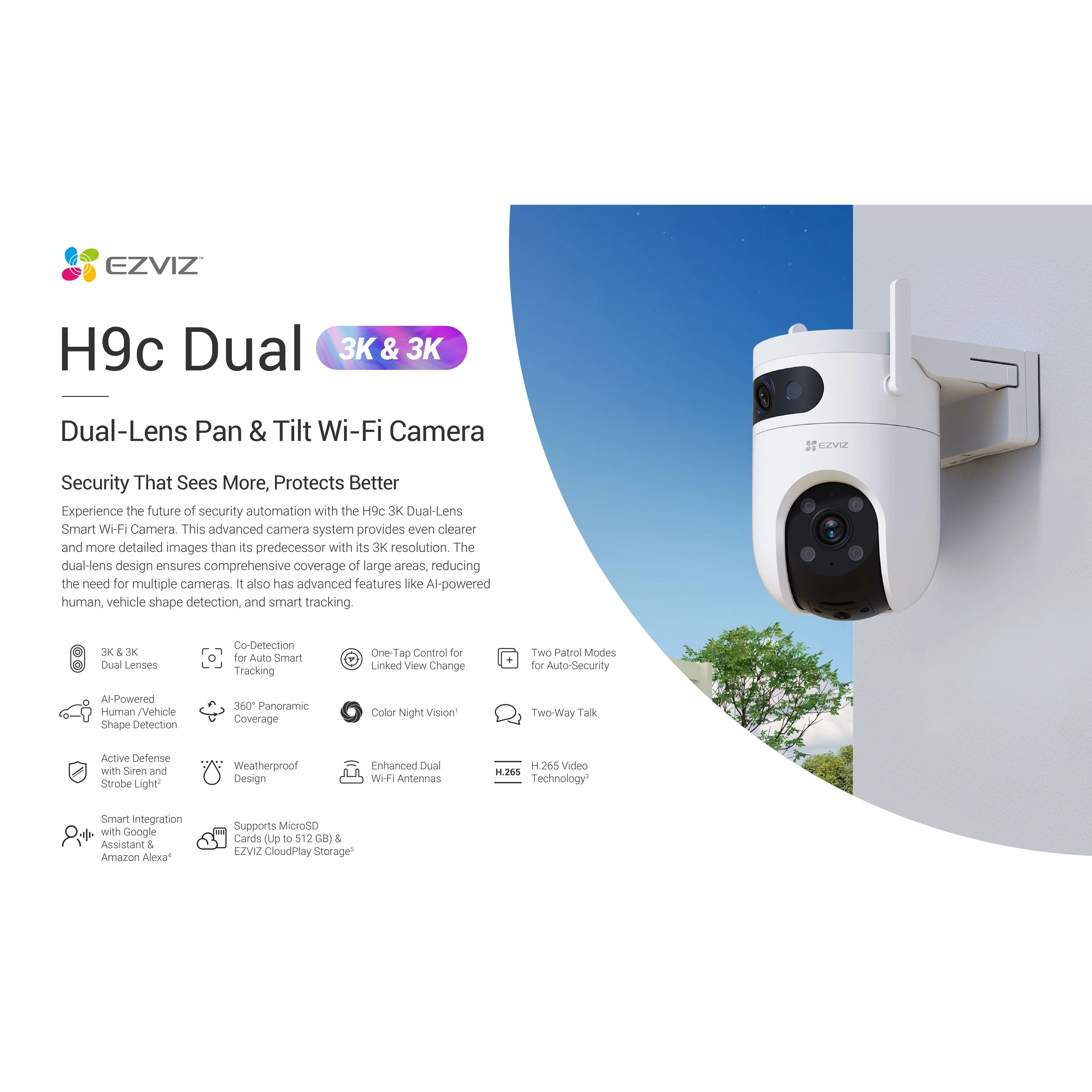 Ezviz H9C DUAL 3K Dual-Lens Pan & Tilt Wi-Fi Camera - Image 6