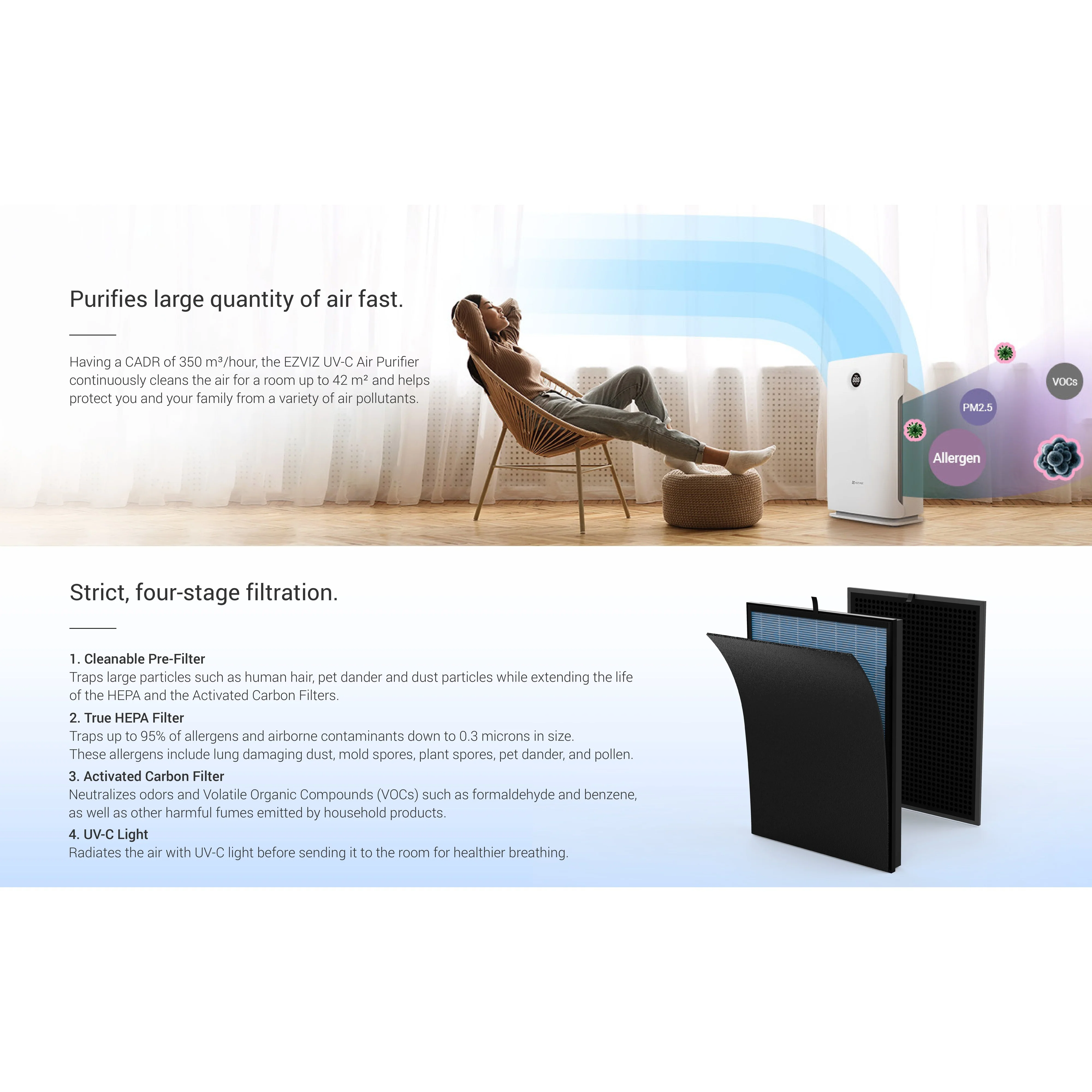 Ezviz EB350A Air Purifier - White - Image 5
