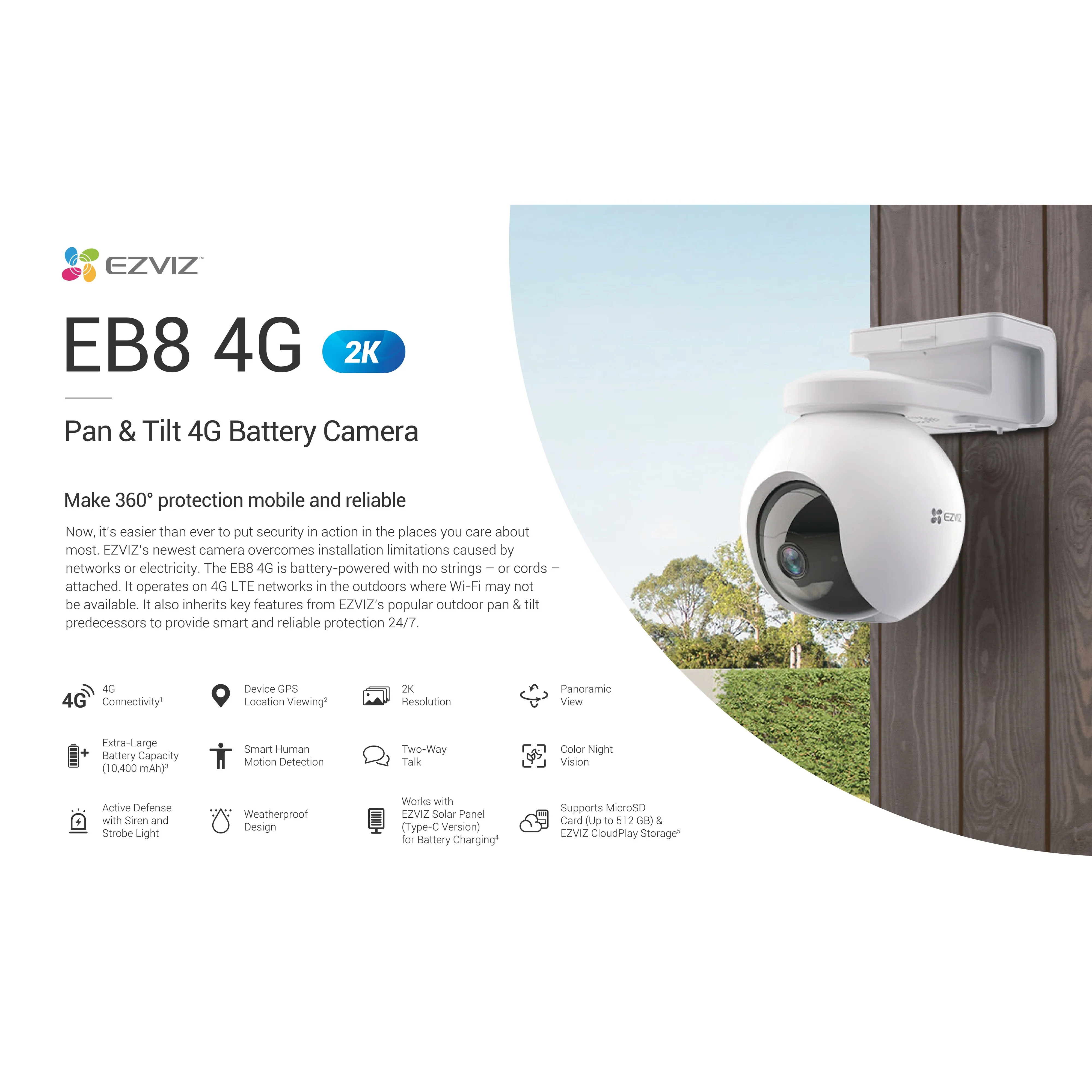 Ezviz EB8 4G Pan & Tilt 4G Battery Camera - Image 3