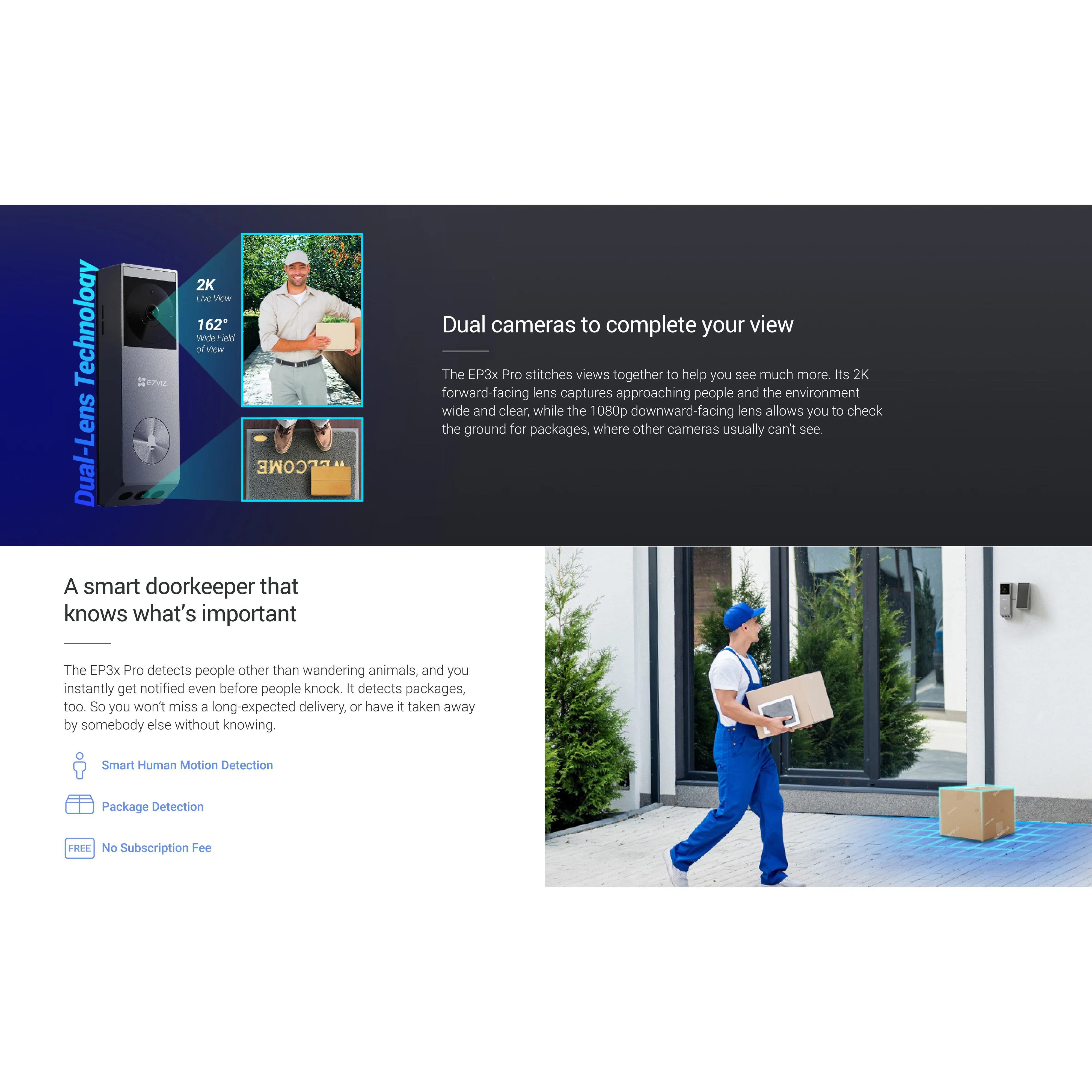 Ezviz EP3X PRO Battery-Powered Video Doorbell Kit - Image 3