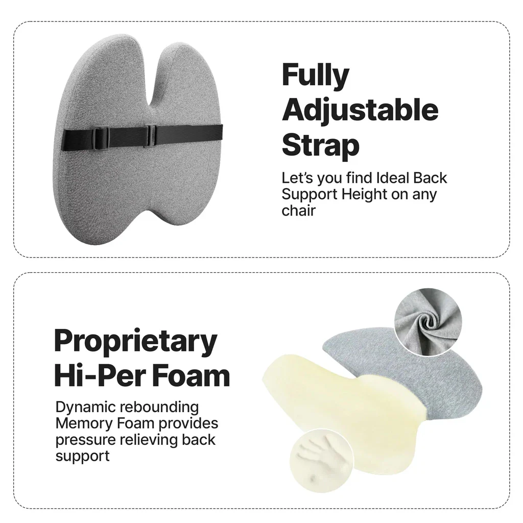 Frido Ultimate Pro Seat Cushion & Pro Backrest Cushion Combo - Grey - Image 3