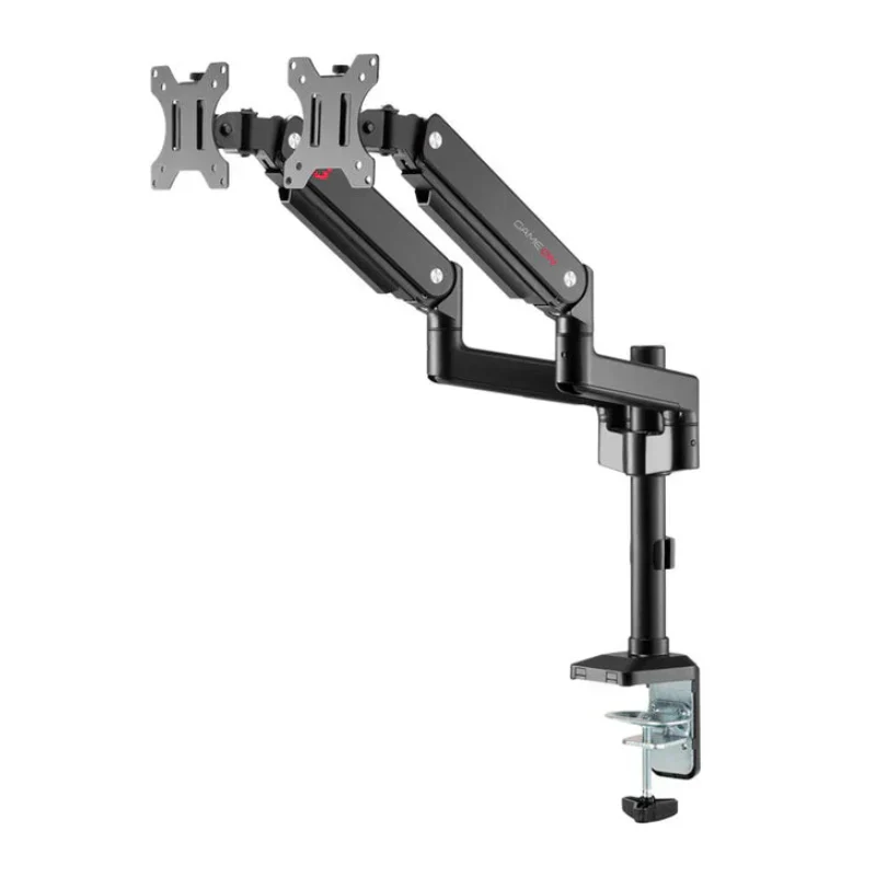 GameOn GO-5450 Pole-Mounted Gas Spring Dual Monitor Arm - 17"-32" / Black - Image 2