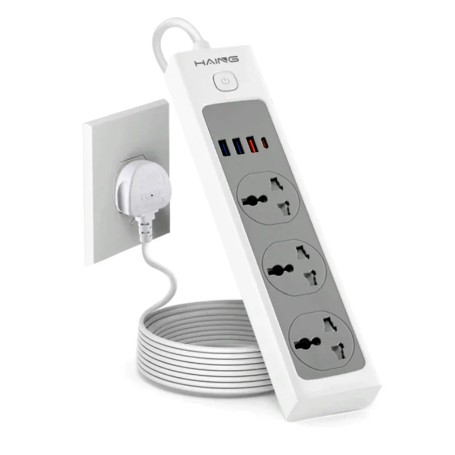 Haing 20W Fast Charger Power Extension with 2m Cable & Safety Shutters UK Sockets