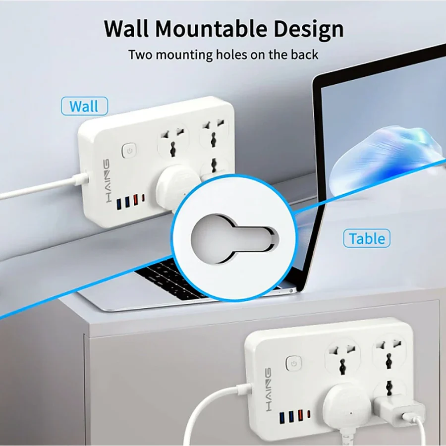 Haing 20W Fast Charger Power Extension with 2m Cable UK Sockets - Image 2