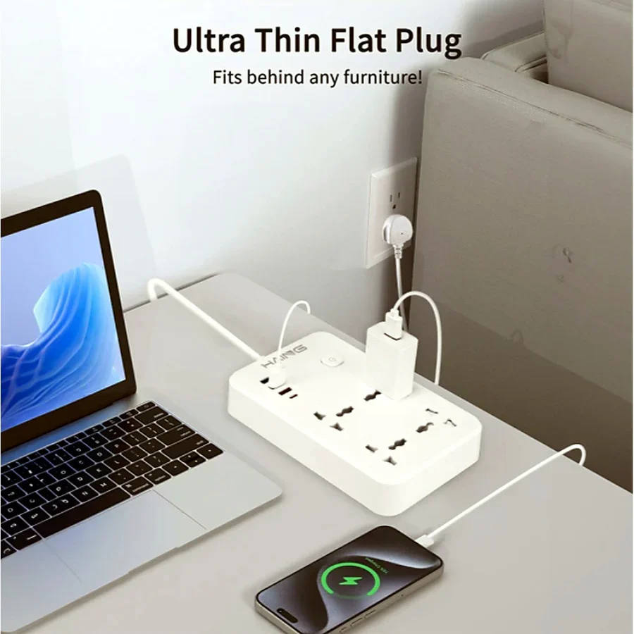 Haing 20W Fast Charger Power Extension with 2m Cable UK Sockets - Image 3