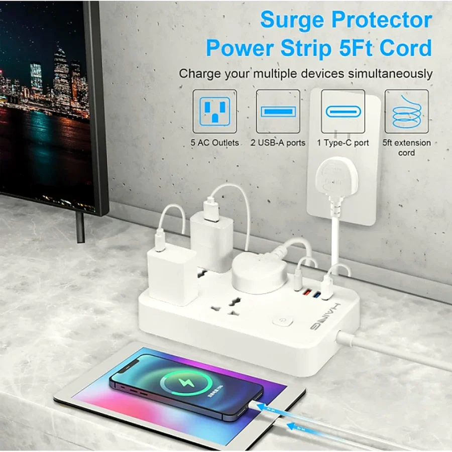 Haing 20W Fast Charger Power Extension with 2m Cable UK Sockets - Image 4