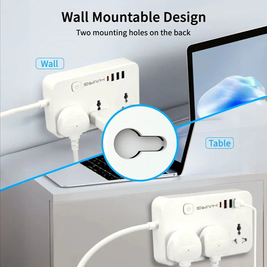 Haing 20W Fast Charger Power Extension with 2m Cable UK Sockets - Image 2