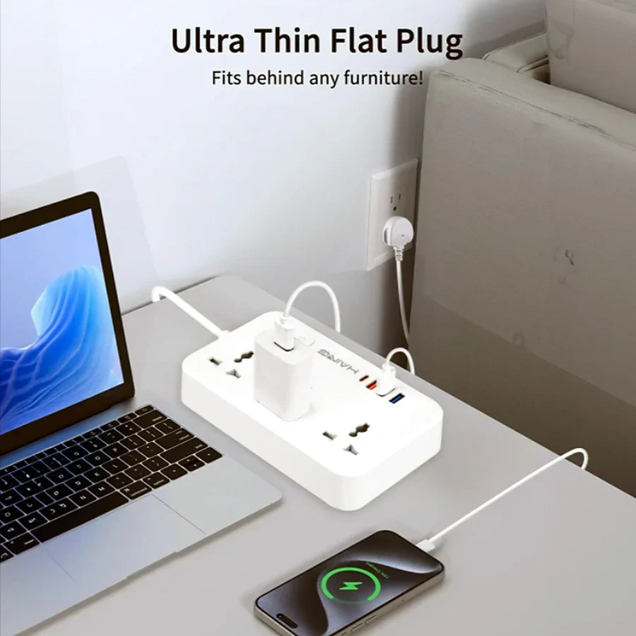 Haing 20W Fast Charger Power Extension with 2m Cable UK Sockets - Image 3