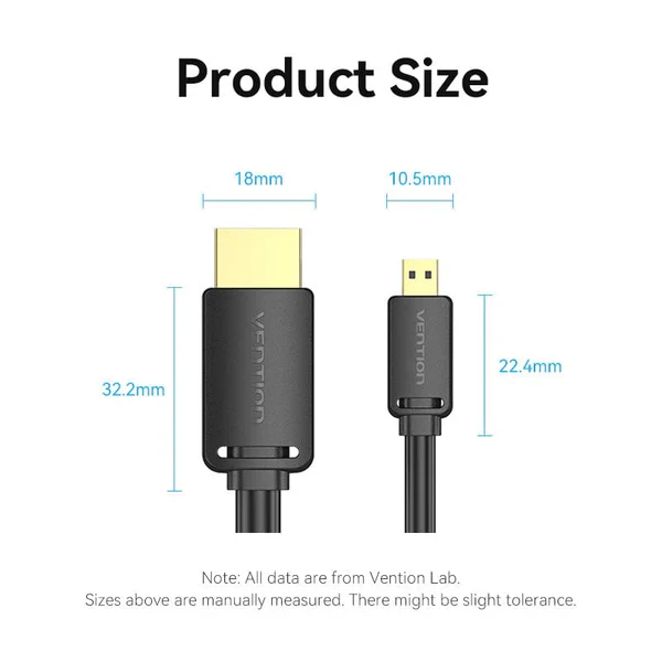 HDMI-D to HDMI-A 4K HD Cable 1.5M Black - Image 3