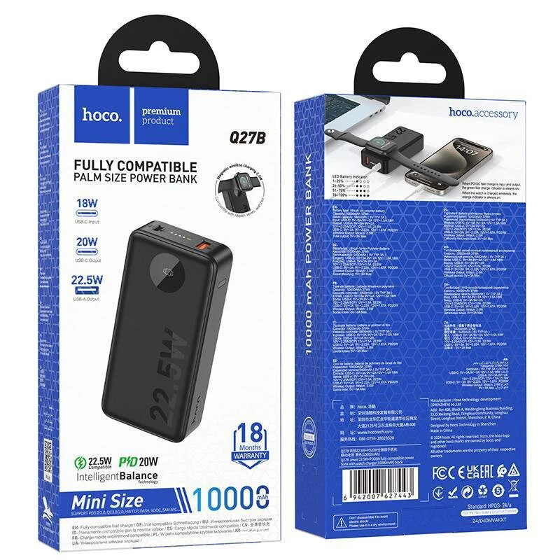 HOCO 10000 mAh Power Bank Q27B Jewel 22.5W+PD20W with Watch charger - Image 3