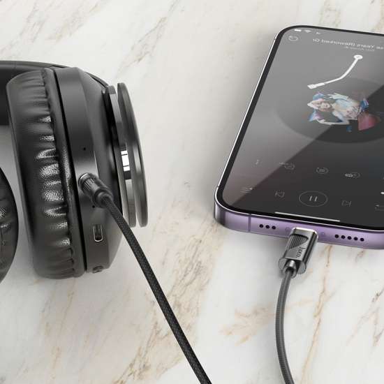 HOCO AUX Audio Cable UPA30 to Lightning – Black - Image 2