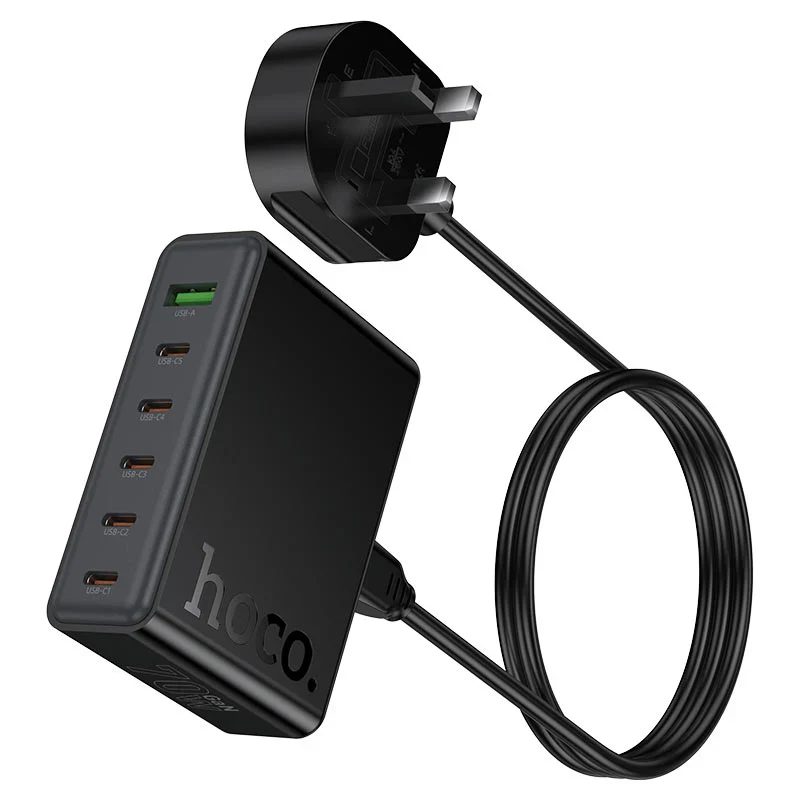 Hoco Modern Charging Station – 70W PD Fast Charge Hub with USB-C & Dual USB-A (UK Plug) - Image 2