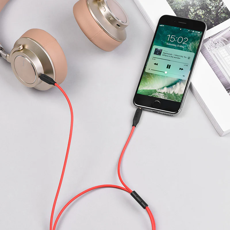 Hoco Cable 3.5mm to 3.5mm UPA12 audio AUX TPE braid with microphone - Image 3