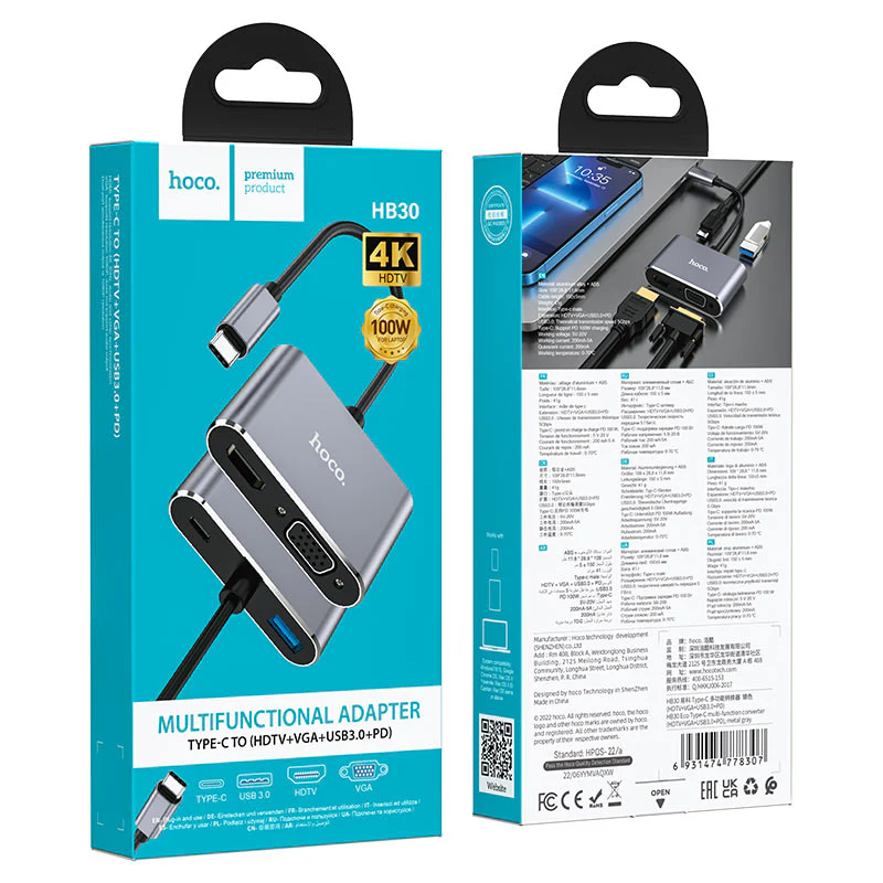 Hoco Converter “HB30 Eco” Type-C to HDMI + VGA + USB3.0 + PD - Image 6