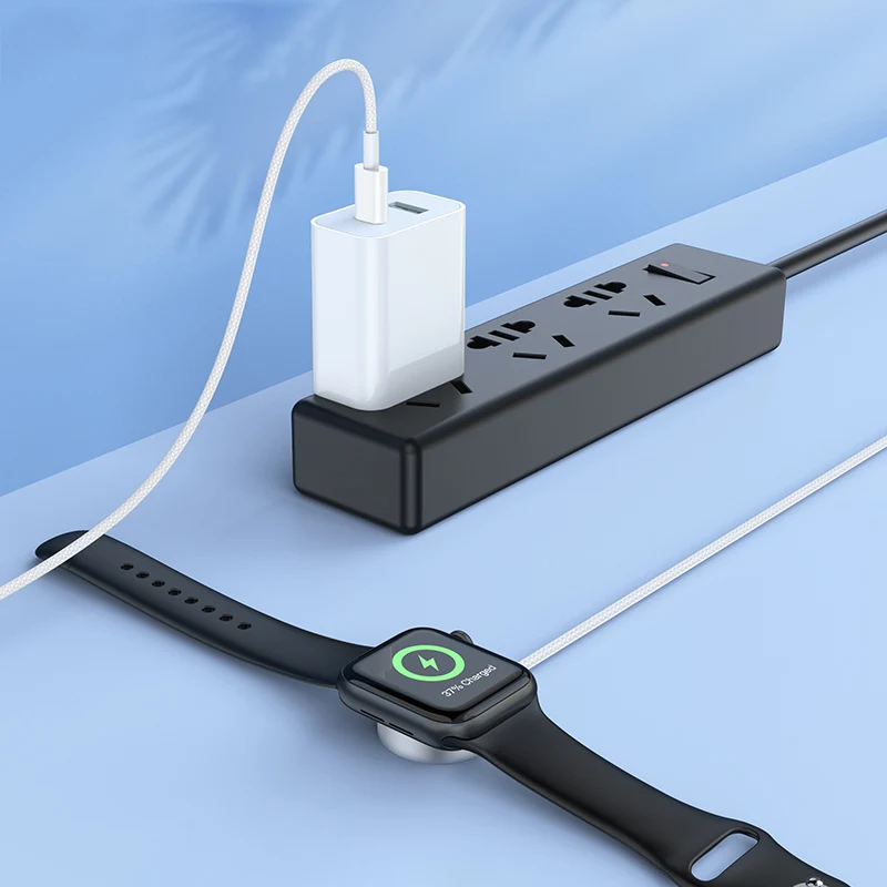 Hoco CW46 Magsafe Magnetic Watch Wireless Charger for Apple Watch Series – White - Image 3