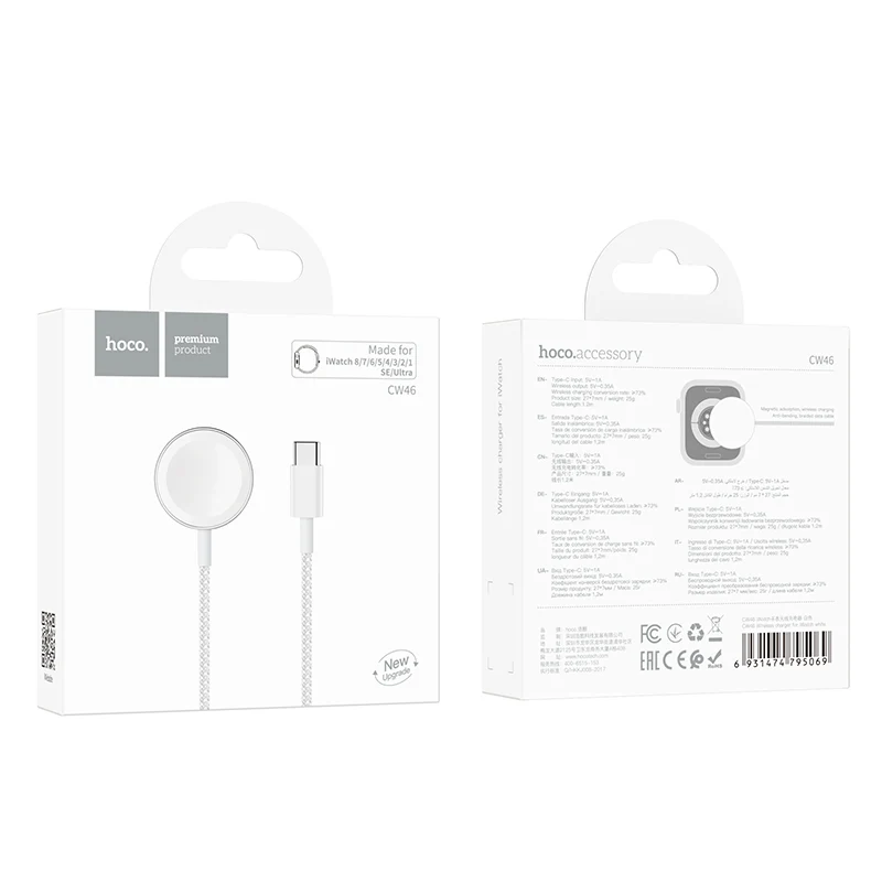 Hoco CW46 Magsafe Magnetic Watch Wireless Charger for Apple Watch Series – White - Image 5