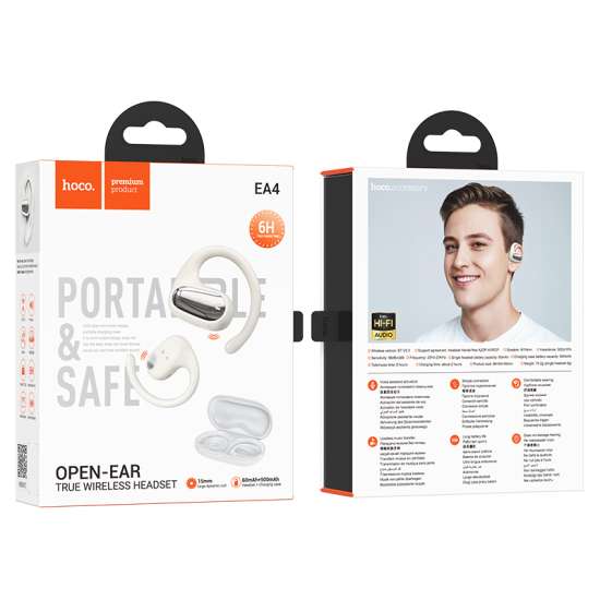 Hoco EA4 Cloud open true wireless sleep BT headset - milky white - Image 4