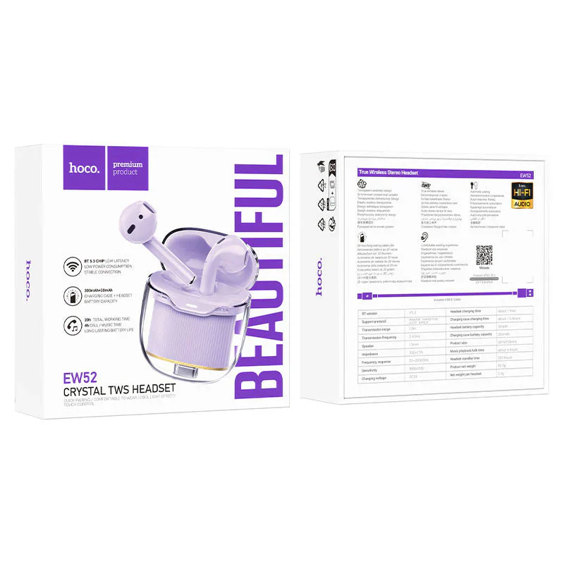 Hoco EW52 Lilly true wireless BT headset - purple - Image 4