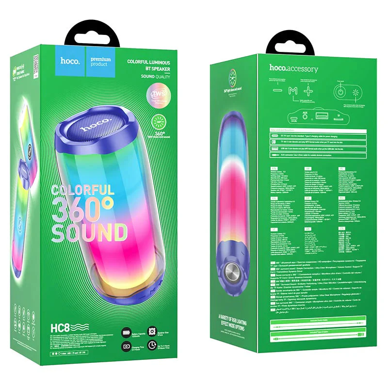 Hoco HC8 Pulsating colorful luminous wireless speaker - Blue - Image 2