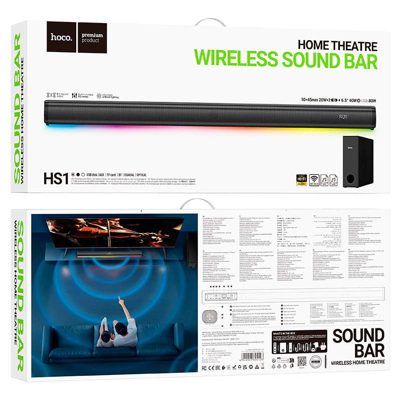 Hoco HS1 Bluetooth speaker Prestige home theater speaker (Black) - Image 4