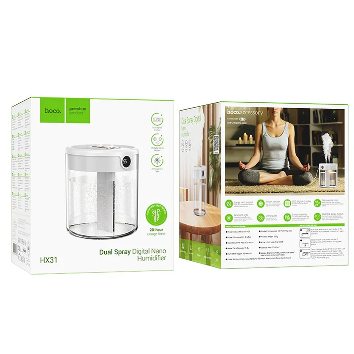 Hoco HX31 Desktop Humidifier – Cool Mist Aroma Diffuser (White) - Image 5
