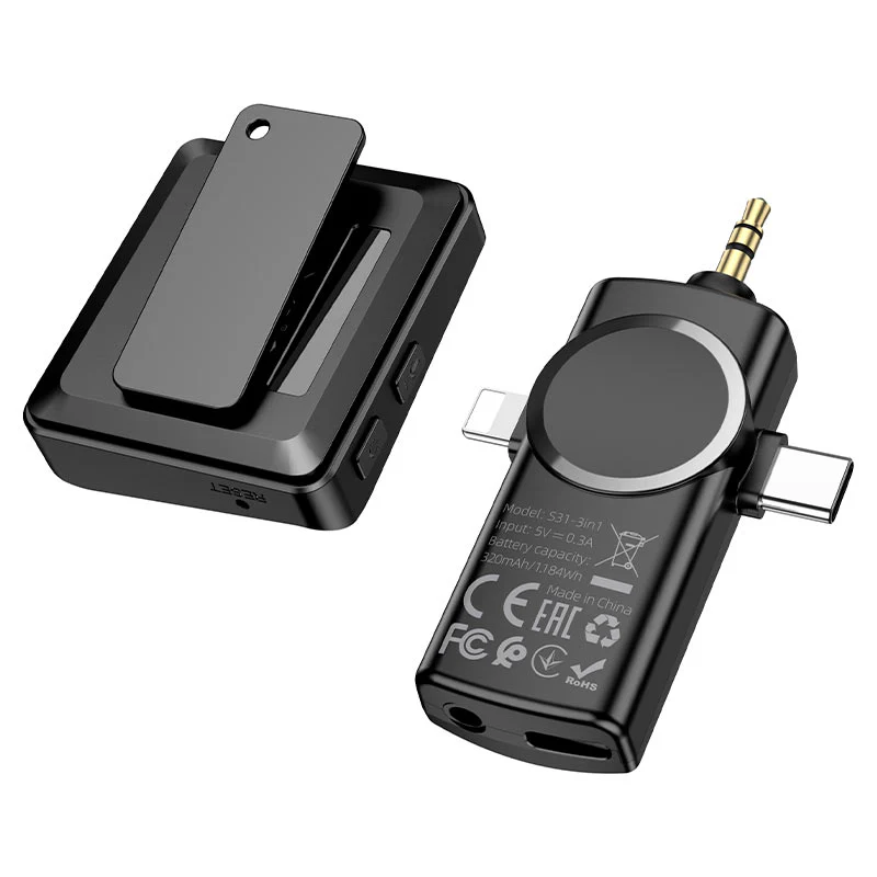 HOCO Microphone S31 Stream wireless with 3-in-1 receiver - Black - Image 2