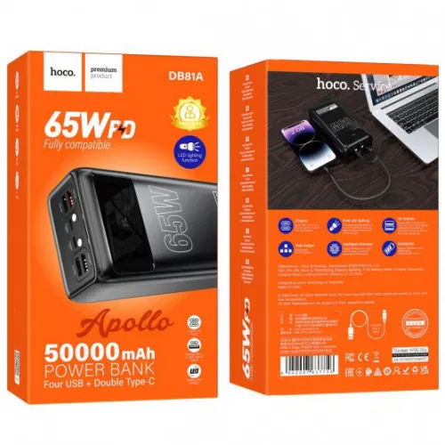 HOCO Power Bank 50000MAH 65PD 4 USB 2 TYPE-C (DB81A) - Image 4