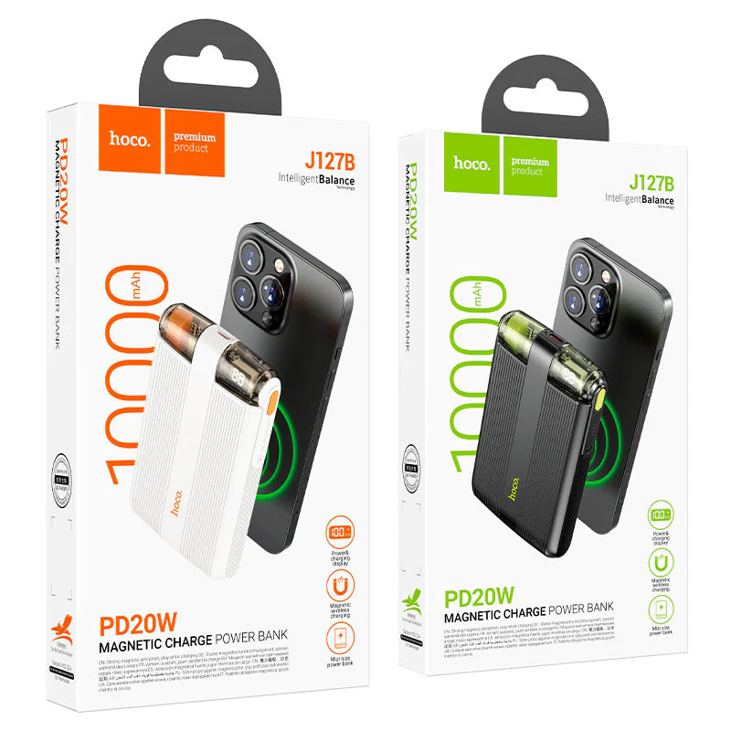 Hoco Power bank J127B Mecha PD20W + QC3.0 wireless charging 10000mAh – White - Image 4