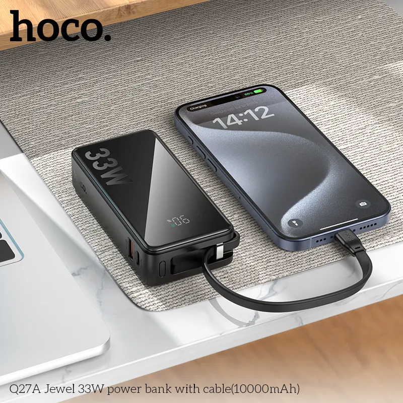 Hoco Q27A 33W 10000mah Power bank – Black - Image 2