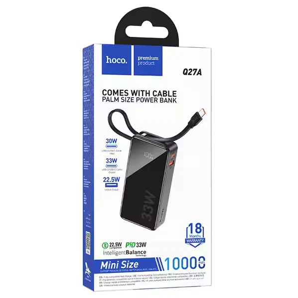 Hoco Q27A 33W 10000mah Power bank – Black - Image 3