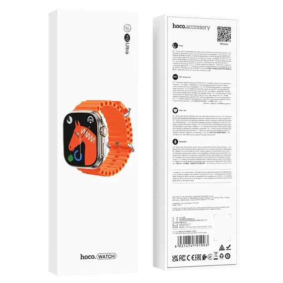 Hoco Ultra Y12 Smart Sports Watch with Silicone Strap - Orange - Image 4