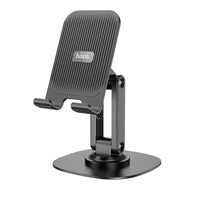 HOCO Winner Tabletop Holder – 360° Rotating Desktop Phone Stand - Black - Image 2