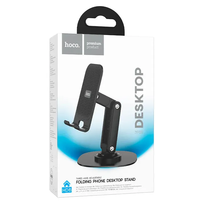 HOCO Winner Tabletop Holder – 360° Rotating Desktop Phone Stand - Black - Image 3