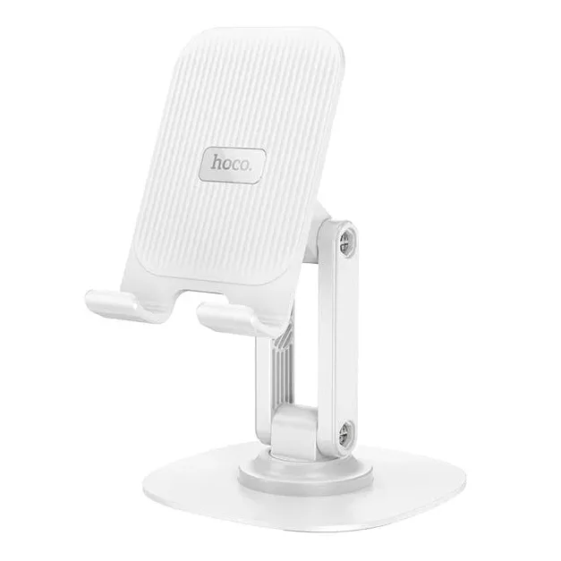 HOCO Winner Tabletop Holder – 360° Rotating Desktop Phone Stand - White - Image 2