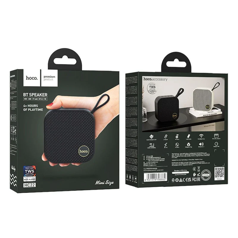 HOCO Wireless Sports 5W Speaker Bluetooth TF USB AUX - Black - Image 4