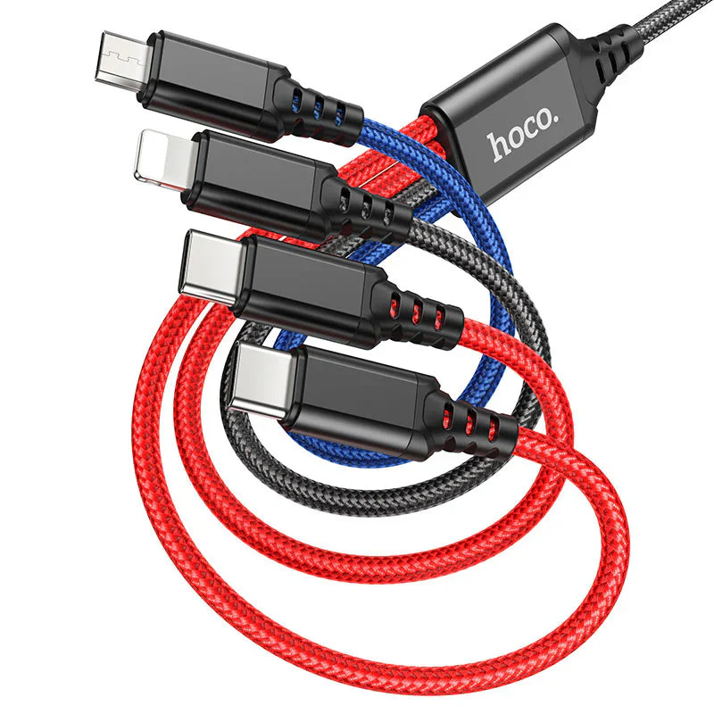Hoco X76 4-in-1 Super charging cable(Type-C+Type-C+iP+Micro) - Image 3