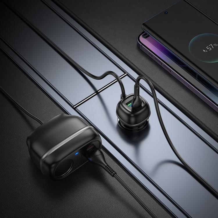 HOCO Dual PD30W + Dual QC3.0 Car Charger – 4-Port Cigarette Lighter Power Adapter - Image 2