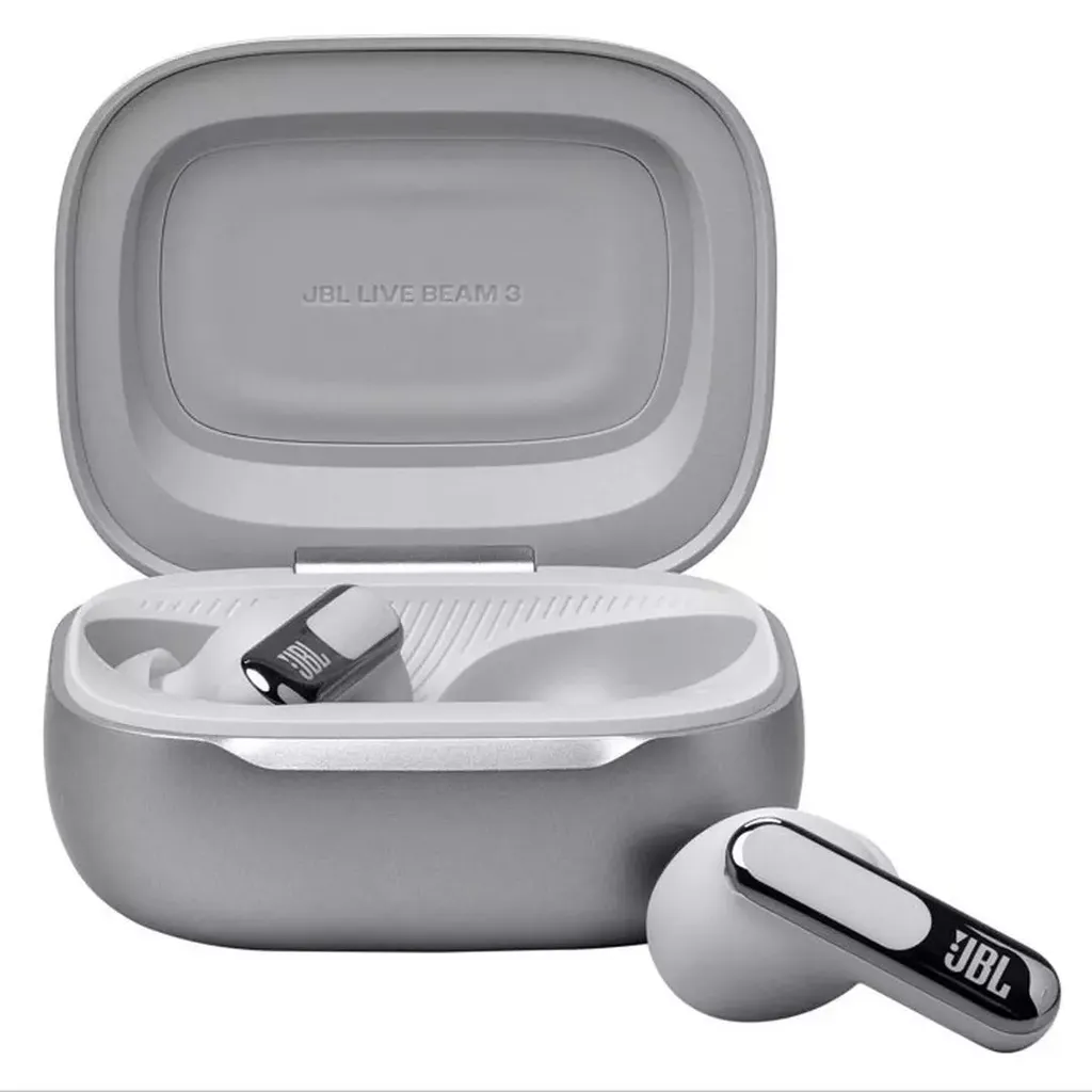 JBL Live Beam 3 True Wireless Noise Cancelling Earbuds with Smart Charging Case – Silver - Image 2
