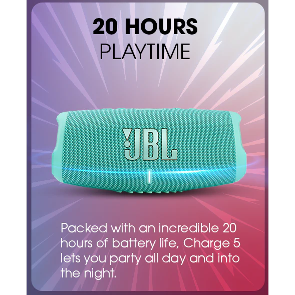 JBL Portable Bluetooth Speaker Charge 5 - Teal - Image 6