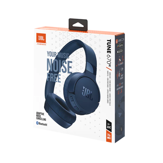 JBL Tune 670NC Wireless Over-Ear Headphones - Blue - Image 10