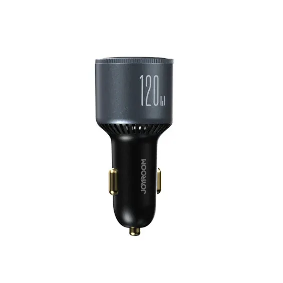 Joyroom 120W Triple Port Car Charger – 2PD + QC3.0 – Dark Gray - Image 2