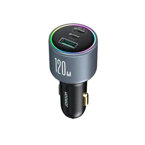 Joyroom 120W Triple Port Car Charger – 2PD + QC3.0 – Dark Gray - Image 3
