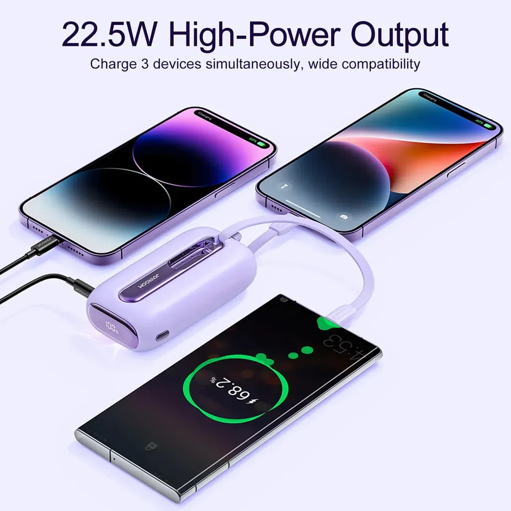 Joyroom JR-L012 Mini Power Bank with Dual Cables – 10000mAh / 22.5W / Purple - Image 5