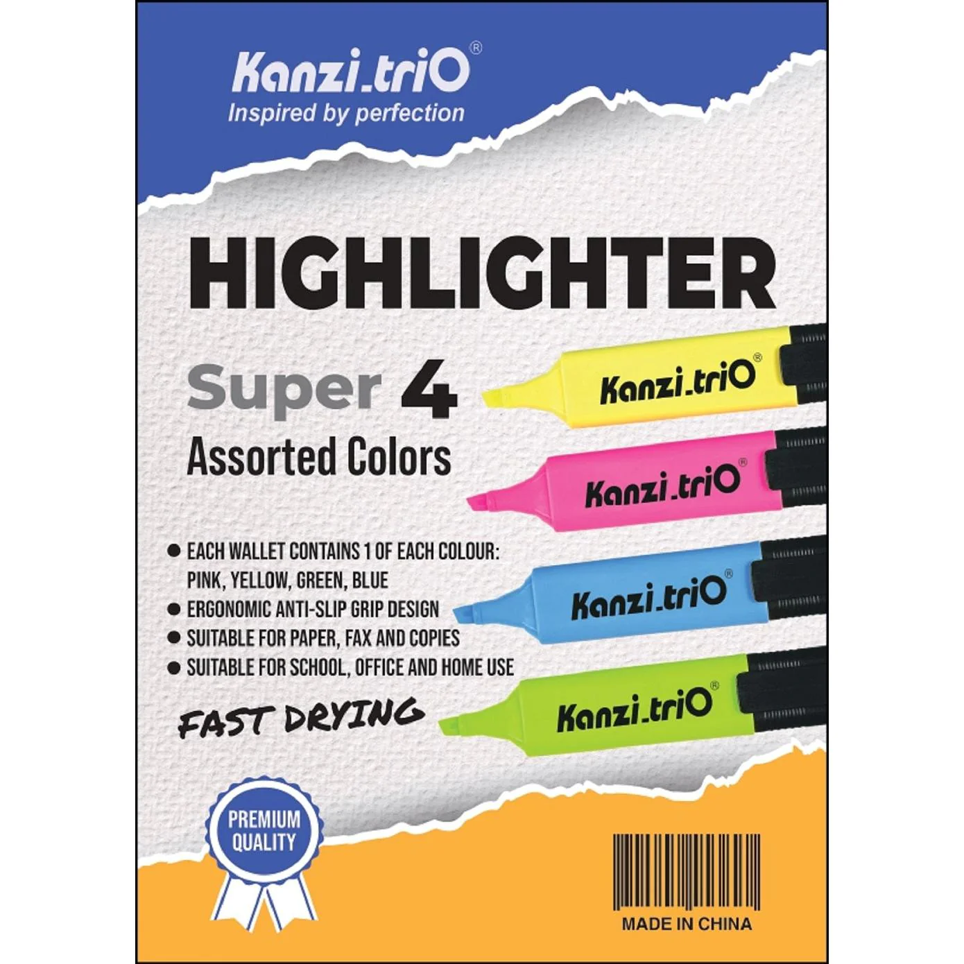 Kanzi-trio Highlighter Pen-4 Color Assorted Pack Of 4