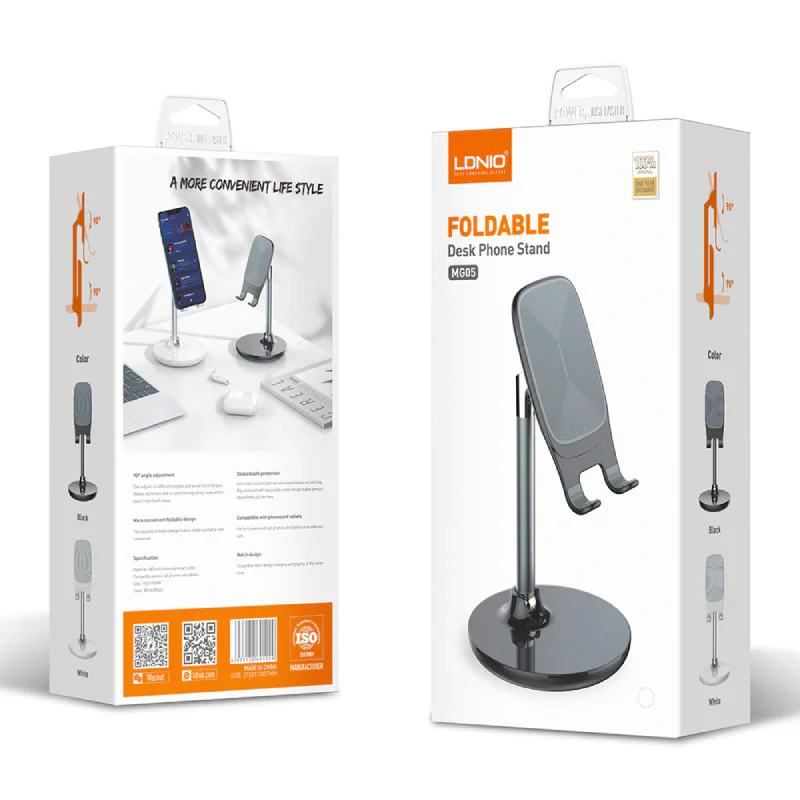 LDNIO MG05 Foldable Desk Phone Stand - Black - Image 8