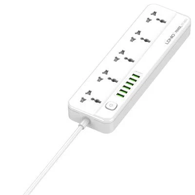 Ldnio Outlets Universal Power Strip - 5 Way / 6 x USB-A / White - Image 3