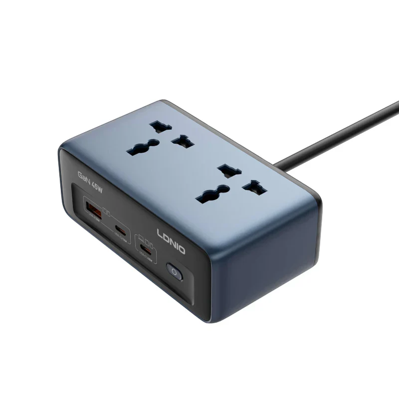 LDNIO SC1 Universal Socket Desktop Power Strip Adapter - 45W / USB-A / USB-C / Blue - Image 3