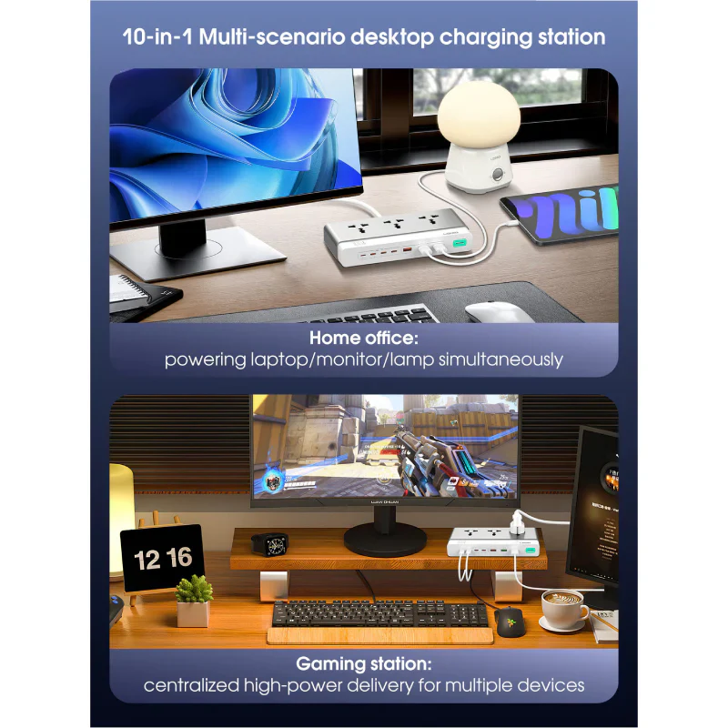 LDNIO SC3 Extension Sockets - 3 Way / 2 Meters / USB-A / USB-C / Lightning / Grey - Image 4