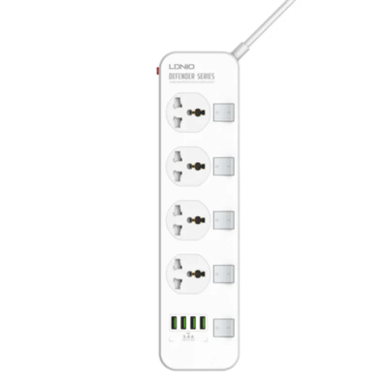 LDNIO SC4408C 4 AC Outlets Universal Power Strip - USB-A / USB-C / White - Image 2