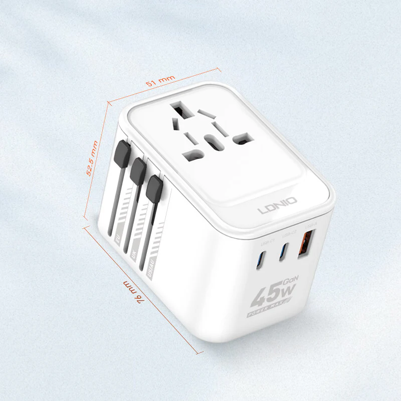 LDNIO Z8 Universal GaN Fast Charger Travel Adapter - 45W / White